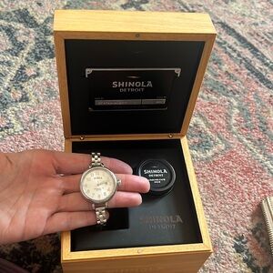 Shinola Birdy Watch - Silver with mother of pearl